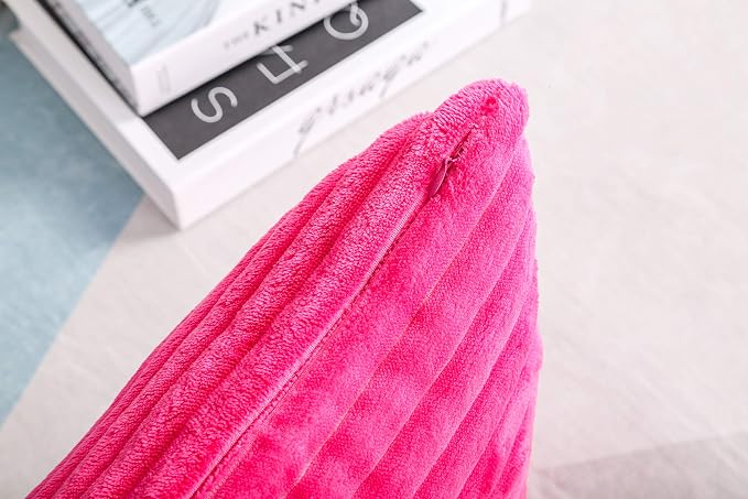 TangDepot Velvet Big Corduroy Pillow Covers 28x28 Hot Pink 2-Pack | Soft wide-stripe corduroy pillow cover, hidden zipper, machine washable, easy refresh, for bedroom living room indoor outdoor