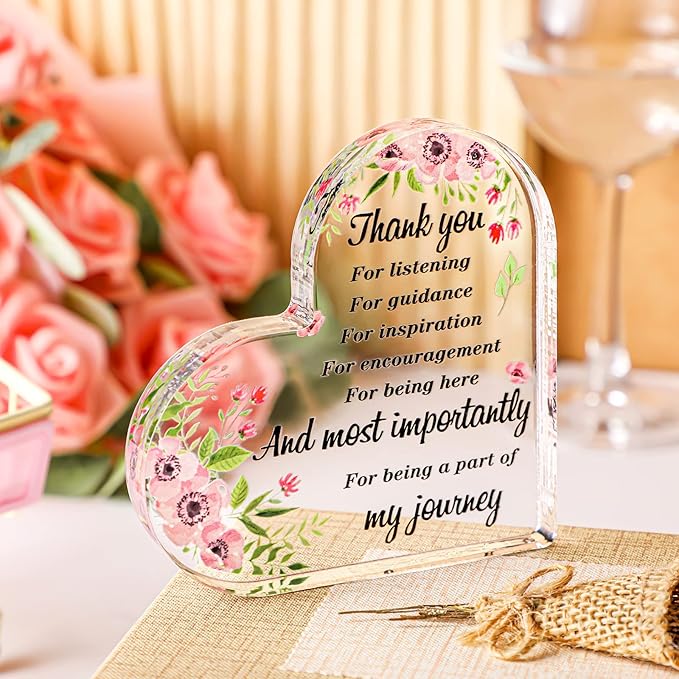 Yinder Thank You Gifts for Women Appreciation Gifts for Coworker Employee Nurse Teacher Leader Boss Inspirational Quotes Acrylic Desk Decor for Home Office Farewell Retirement