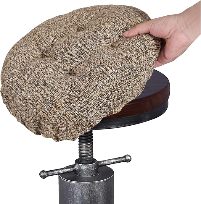 SINOSSO Modern Bar Stool Cushion Dia.12, Fashion Interweaving Design Anti-Skid Silicone Round Stool Seat Cushion Cover Padded (Light Brown, S,1)