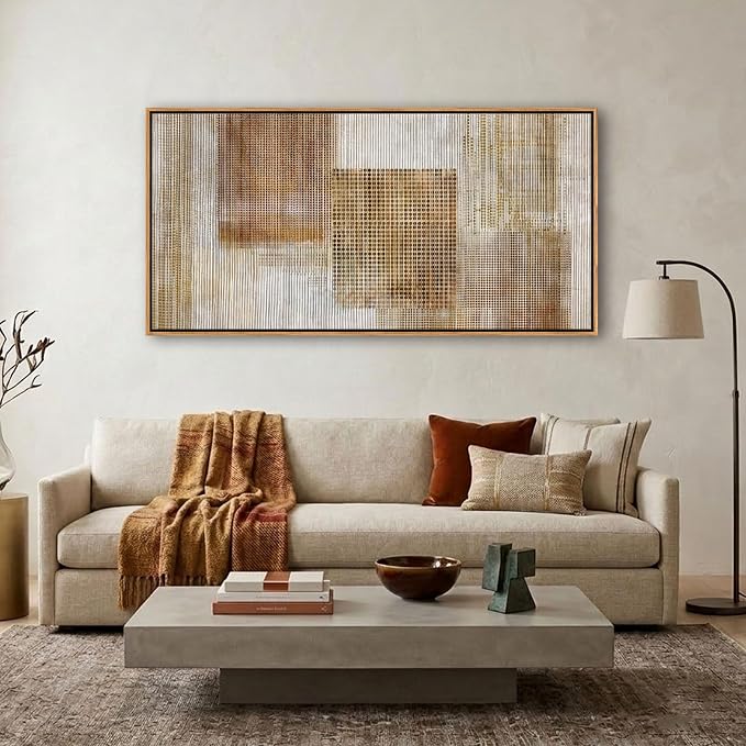 Large Beige Abstract Canvas Wall Art for Living Room - Modern Neutral Minimalist Framed Artwork, Warm Creamy Textured Wall Paintings for Bedroom Decor, Sophisticated Gallery Pictures 20×40In