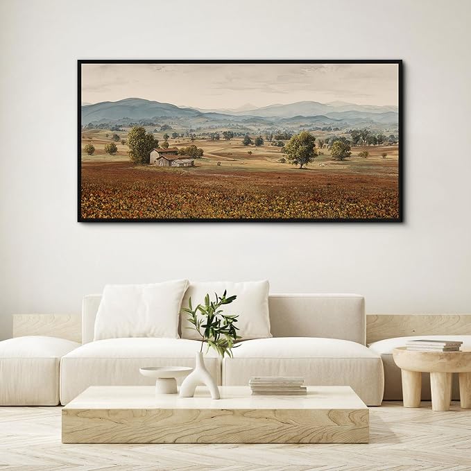 yiijeah Framed Artwork for Walls Extra Large Vintage Nature Earthy Wall Art landscape pictures Canvas Paintings Decor for Living Room Bedroom Entryway 58x29 Inches