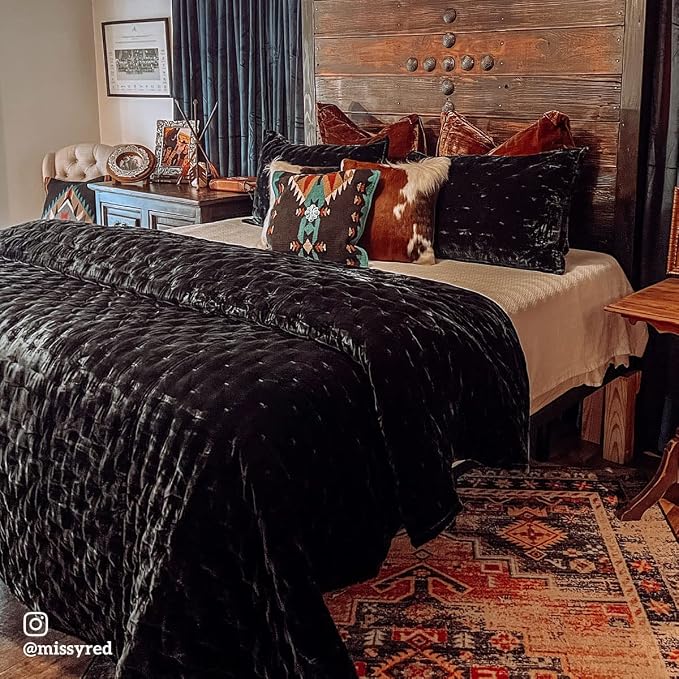 HiEnd Accents Stella Faux Silk Velvet Flanged Euro Sham Pillow Cover, 27x27 inch, Copper Brown, Romantic Western Modern Traditional Style Luxury Bedding