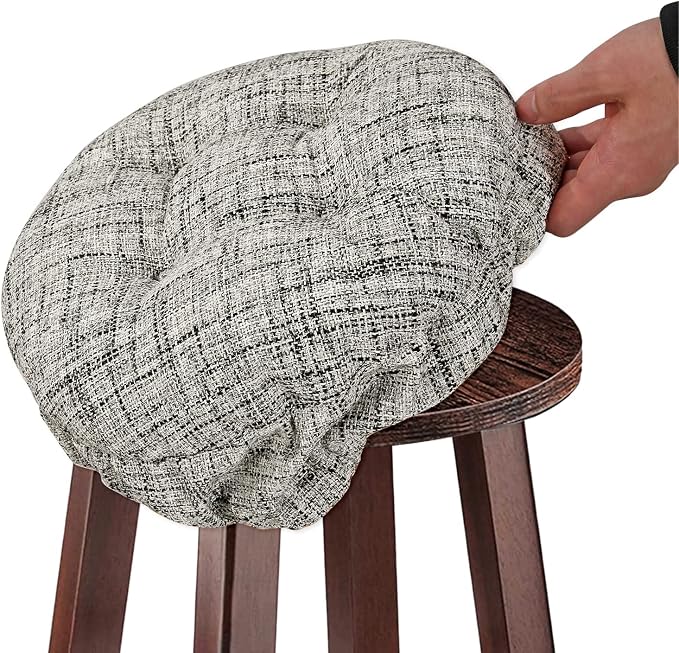 SINOSSO Modern Bar Stool Cushion Dia.14, Fashion Interweaving Design Anti-Skid Silicone Round Stool Seat Cushion Cover Padded (White, L,1)