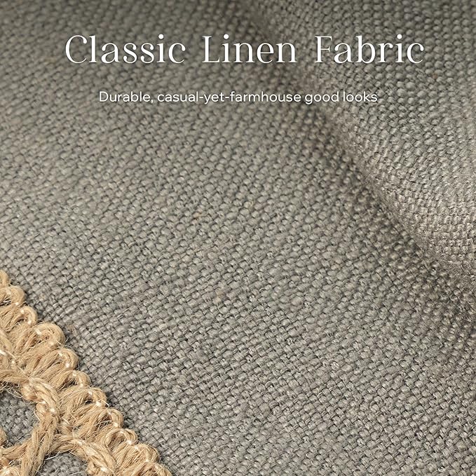 Phantoscope Pack of 2 Farmhouse Decorative Solid Throw Decorative Pillow Cover Burlap Linen Trimmed Tailored Edges Pillowcase, Grey, 18 x 18 inches, 45 x 45 cm