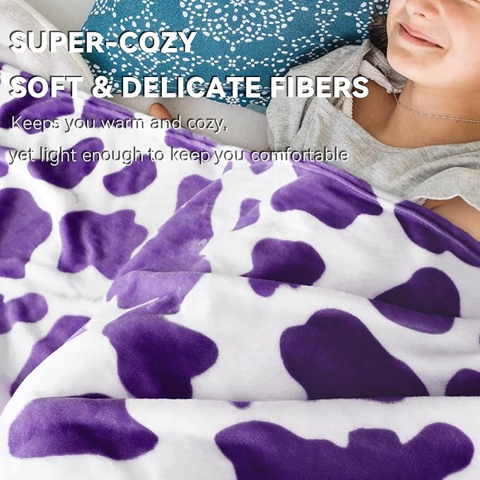 GEULAY Queen Size Purple Fleece Blanket 90"x90" - Cozy Fuzzy Bed Throw for Women | Full Size Warm Lavender Blanket for Bedroom, Living Room Decor & Housewarming Gifts