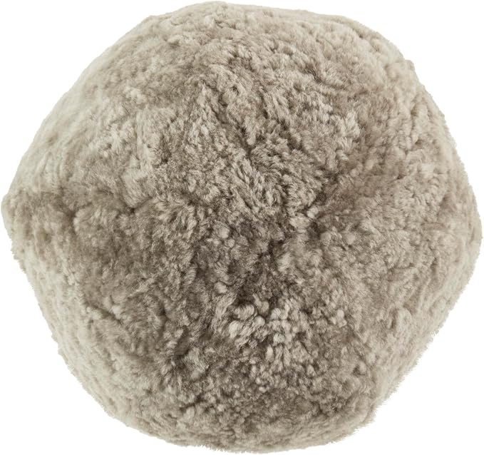 SARO LIFESTYLE Fleece Fantasy Sheepskin Ball Poly Filled Throw Pillow, 12"x12", Fog