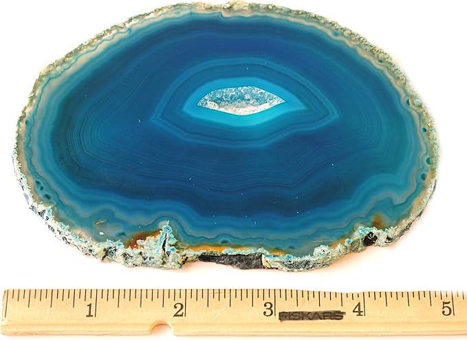JIC Gem 4-5" Extra Mixed Dyed Color Agate Coasters Polished Natural Geode Coasters Sliced with Free Rubber Bumper Set of 4 Home Decoration