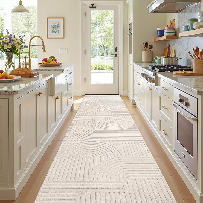 Pauwer 3x12 Washable Area Rugs for Living Room Modern Beige Solid Color Soft Fluffy Rugs for Bedroom Non Slip Boho Accent Indoor Mat Floor Carpet Cover for Kids Dining Room Kitchen Office