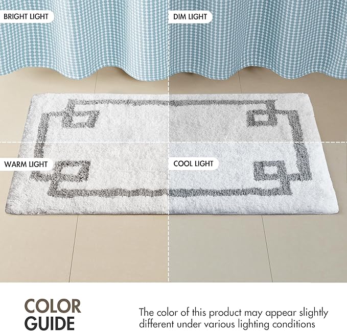 Madison Park Evan 100% Cotton Bathroom Rug Non Slip Backing-Luxrurious Tufted Plush Bath Mat Absorbent, Quick Dry, Spa Design Shower Room Décor, 24x40, White