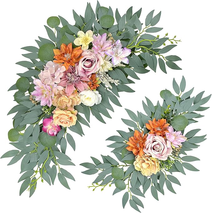 Wedding Arch Faux Flowers Set of 2, Pinkish Purple Artificial Flower for DIY Wedding Arch Decorations Welcome Signs, Reception Photo Backdrop Decor (Pinkish Purple)
