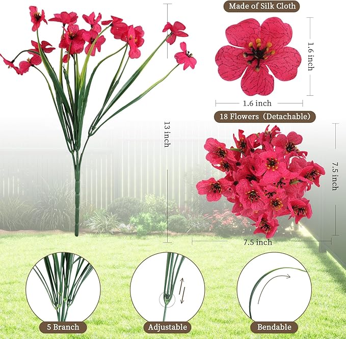 ColoPlay 24 Rose Red Bundles Artificial Flowers for Outdoors/Indoors Fake Flowers Plants for Indoor Outside Garden Porch Window Box Home Wedding Farmhouse