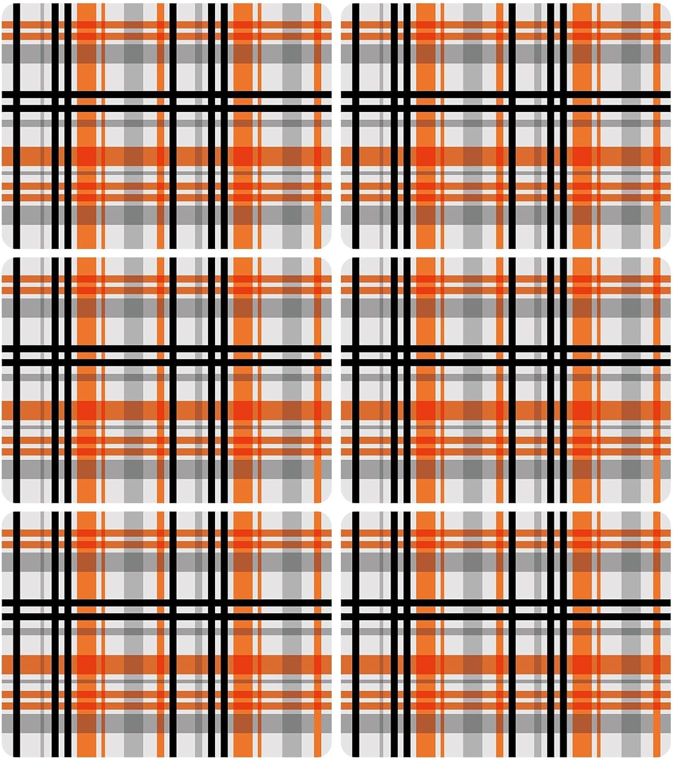 Fall Placemats Set of 6 Fall Orange Black Buffalo Plaid Plastic Table Mats Autumn Thanksgiving Place Mats Halloween Seasonal Table Decoration for Indoor Outdoor Party Kitchen Dining