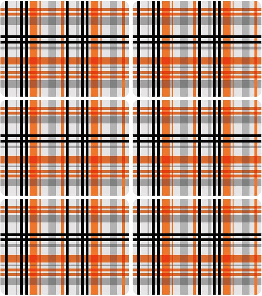 Fall Placemats Set of 6 Fall Orange Black Buffalo Plaid Plastic Table Mats Autumn Thanksgiving Place Mats Halloween Seasonal Table Decoration for Indoor Outdoor Party Kitchen Dining