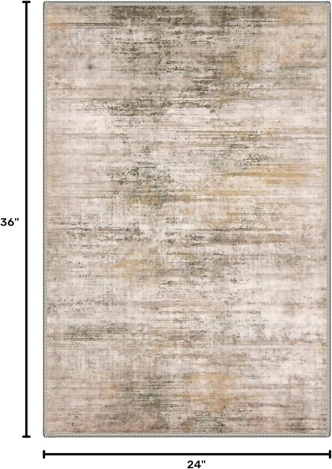 BEIMO 2X3 Rugs for Entryway Entrance Kitchen Bathroom, Machine Washable Modern Abstract Soft Area Rug, Indoor Floor Carpet with Non Slip Rubber Backing, Dusty Beige Brown