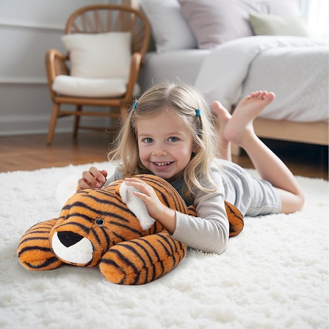 Niuniu Daddy 20" | 3.3 Pound Tiger Weighted Stuffed Animals for Adults, Stuffed Tiger Plush Toy for Toddler Teens Kids, Large Fluffy Plushy Pillow with Soft Fur for Present Christmas Birthday