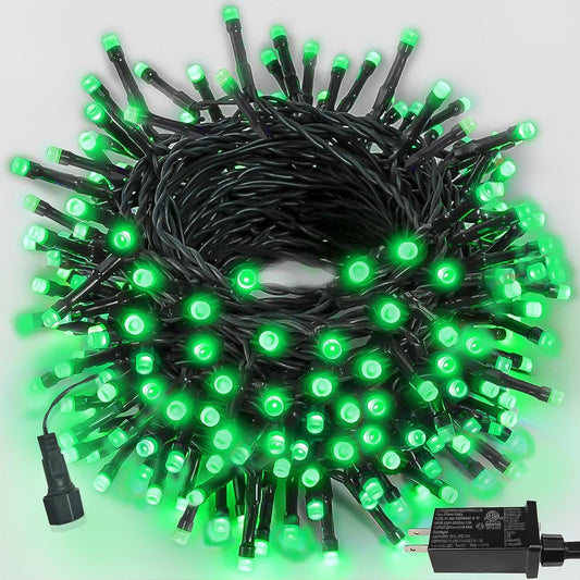 75.8 FT 200 LED Green Christmas String Lights Outdoor & Indoor, Memory Function & Timer & 8 Modes, Extendable Ultra Bright Green Wire Waterproof Mini Lights for Christmas Tree Yard Holiday Party Decor