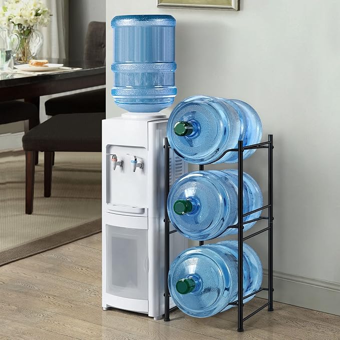 MOOACE 3-Tier Water Jug Rack, 5 Gallon Detachable Water Bottle Holder Organizer Storage Rack, Black
