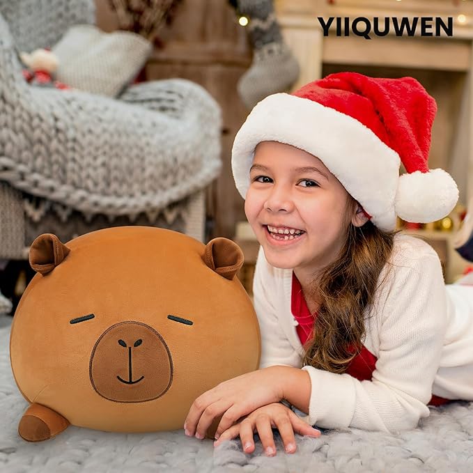 Capybara Plush, Soft Stuffed Animal Pillow Toy, Capybara Mommy with 4 Baby Plushies Family Set, Cute Birthday Gift for Kids Boys Girls Adults