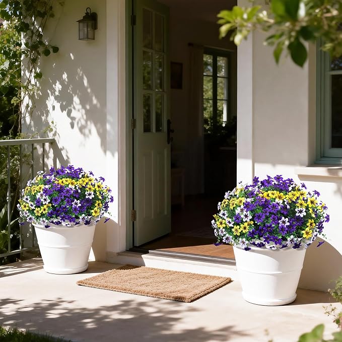 Homsunny Artificial Fake Flowers for Outdoor Spring Decoration, 12 Bundles Faux Plants Silk Daisy UV Resistant Realistic for Outside Porch Patio Balcony Planter Yard Garden Home Decor(Mixed 3)