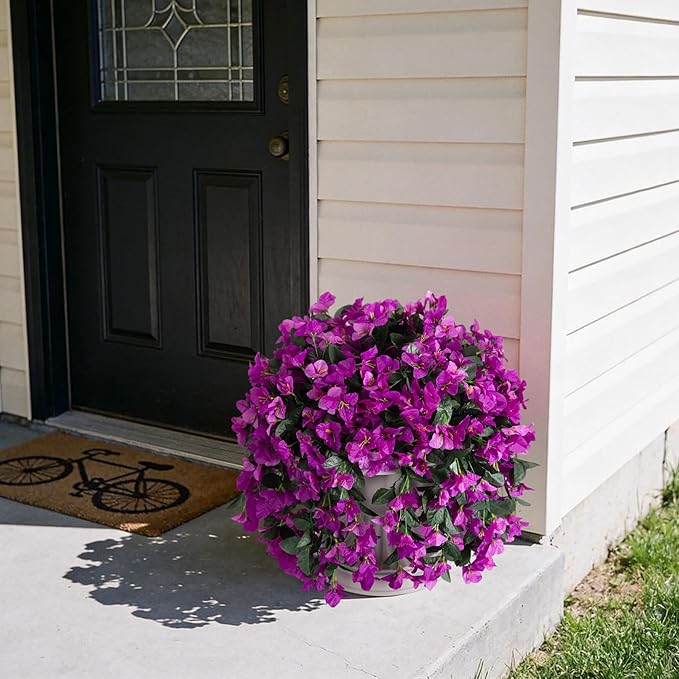 Fake Bougainvillea Artificial Flowers for Outdoors Decoration 2 pcs Faux Hanging Flowers Plants for Outdoor Planters UV Resistant Silk Bougainvillea Vines for Front Door Porch Urn Patio Garden