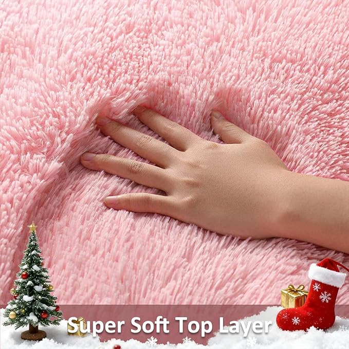 Ophanie Pink Area Rugs for Bedroom Girls, 6x9 Kids Fluffy Fuzzy Furry Shag Carpet, Plush Soft Cute Baby Shaggy Bedside Indoor Floor Rug for Teen Dorm Decor, Nursery with Over 99 pcs Pile fibers