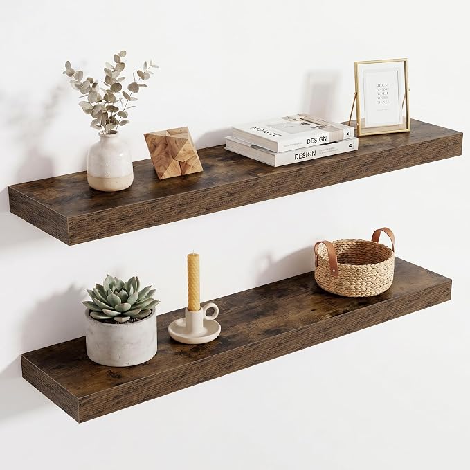 Acovy 30in Long Floating Shelves for Wall Set of 2, Wood Wall Shelves for Bathroom Bedroom Kitchen Living Room Laundry Room, Modern Floating Shelf for Home Decor