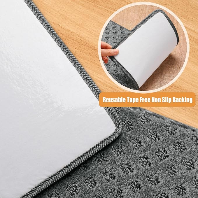 PURE ERA Carpet Stair Treads Tape Free Non Slip Indoor Stair Carpet Stair Protectors Pet-Friendly Non-Slip Skid Resistant Washable Reusable 8" x 30"(2 Pieces,Gray Mini-Diamond Trellis)