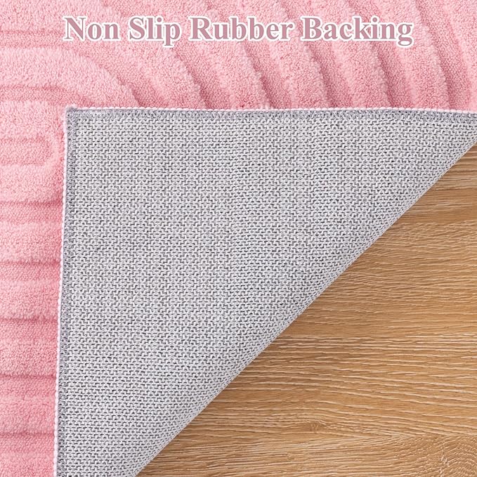 Pauwer Pink Area Rug for Girls Bedroom 8x10 Soft Fluffy Non Slip Machine Washable Rugs Arch Modern Indoor Mat Fuzzy Floor Carpet for Kids Nursery Living Room Dorm Playroom Dining Baby Home Decor