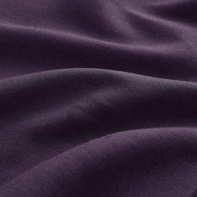 Plum Purple Pinch Pleated Linen Curtains 96 Inch Length 2 Panels for Living Room Bedroom Vintage Farmhouse Window Privacy Light Filtering Semi Sheer Back Tab Drapes with Hooks for Dining Room 40x96