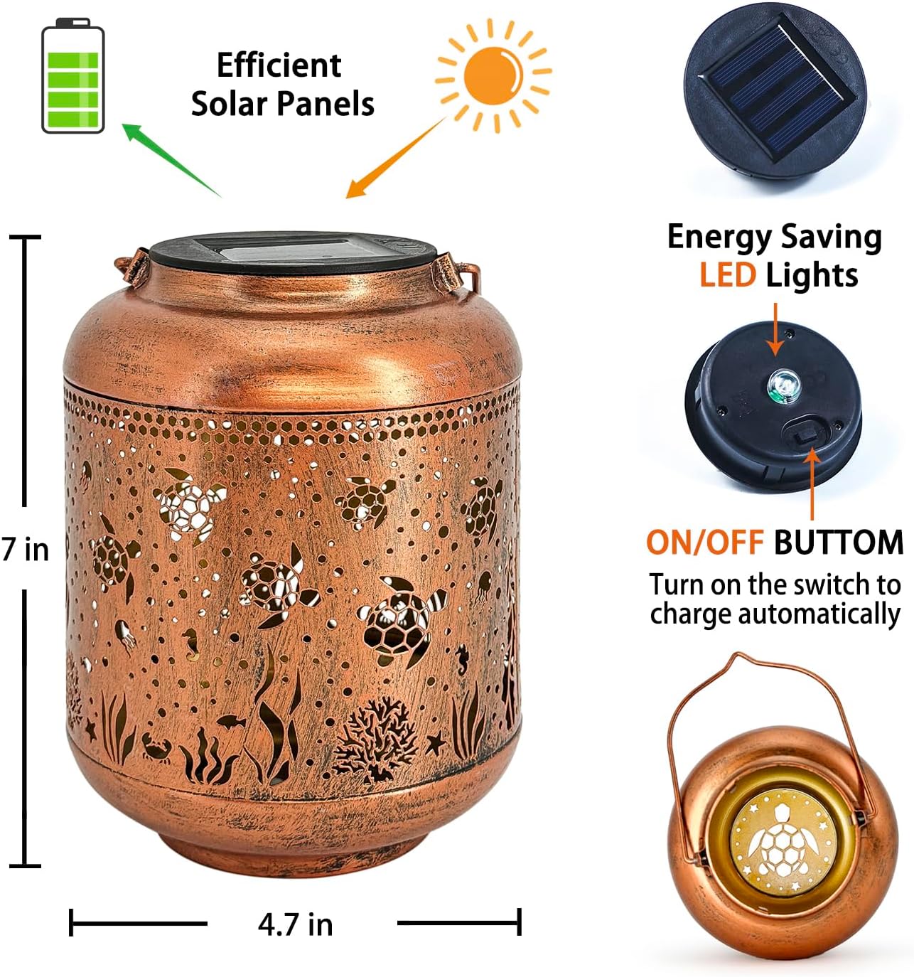 Sea Turtle Solar Lanterns Outdoor Waterproof,Hanging Solar Lights Sea Turtle Gifts for Women Metal LED Decorative Light for Yard,Patio,Lawn,Tabletop,Pathway,Landscape,Garden Decor