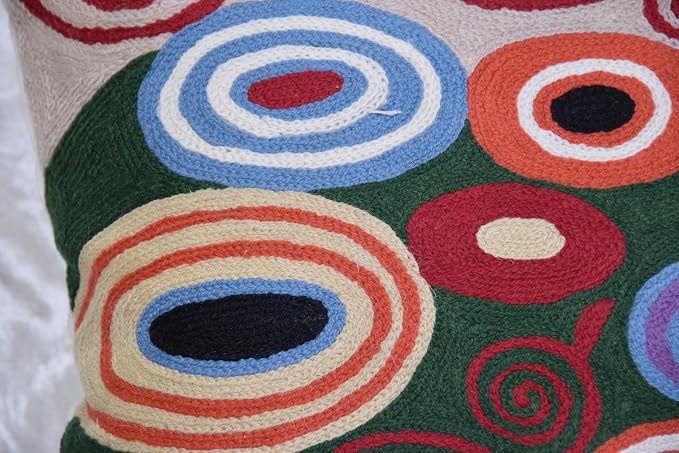 Klimt Green Modern Pillow Cover Needlepoint Throw Pillowcase Decorative Chair Cushion Farmhouse Couch Mid Century Sofa Cushions Hand Embroidered Wool Size 18x18