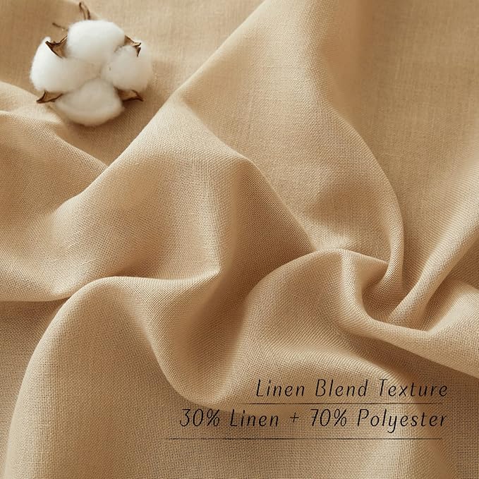 NICETOWN Burlap Linen Kitchen Curtains 36 inch Length, Decorative Thick Flax Small Window Treatments Privacy Assured with Light Filtering for Bedroom/Bathroom, W55 x L36, 2 Panels
