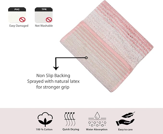 Home Weavers 100% Cotton Gradiation Collection Bathroom Décor | Washable Rug | Bathroom Mat | Kitchen Mat | Bathroom Rug Set | Bath Mat Set | Bath Floor Mat Non Slip, 2 Piece Set(S+M), Pink