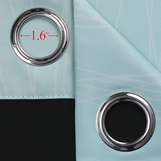 Estelar Textiler Aqua and Beige Room Darkening Blackout Curtains 84 Inch Length 2 Panels Set for Living Room, Thermal Insulated Ombre Light Blocking Grommet Blackout Drapes for Bedroom, 42Wx84L