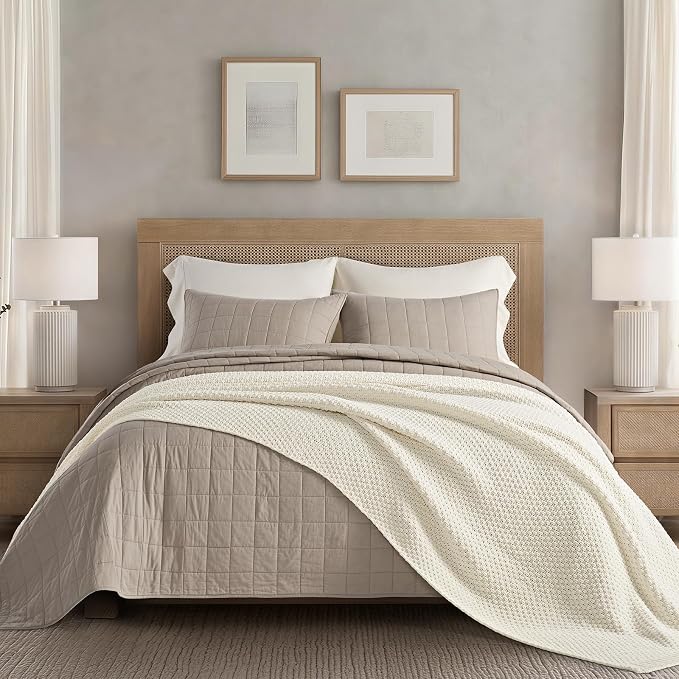 EVERGRACEHOME Chunky Chenille Knit Throw Blanket for Couch, Soft Luxurious Oversized Queen Moss Stitch Blanket for Bed, Cozy Farmhouse Knitted Throw for Sofa, Ivory White, 90" x 90"