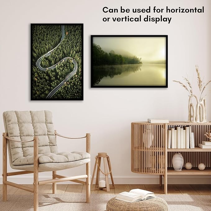 Americanflat 16x24 Poster Frame with Polished Plexiglass - Streamline Collection - Thin Border Picture Frame for Wall Display - Hanging Hardware Included - Black