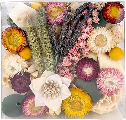 ANDALUCA Maison Box Dried Flowers Fragrance Potpourri Decorative Vase & Bowl Filler Home Décor (Floral Strawflowers)