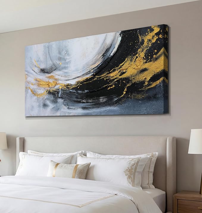 Acocifi Textured Abstract Canvas Wall Art for Living Room 58"x29" | vertical or horizontal hanging, waterproof, non-fading, large artwork for office bedroom home decor, easy to hang