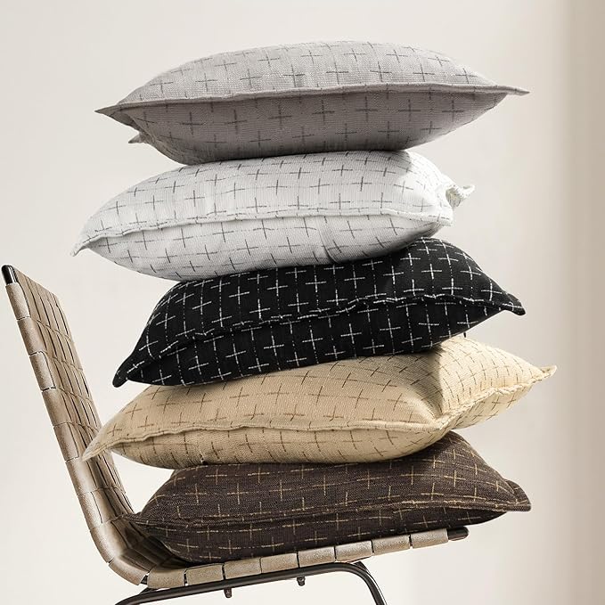 ZWJD Pillow Covers 26x26 Set of 2 Soft Polyester Textured Pillow Covers with Stylish Flange Edge Cozy Farmhouse Throw Pillows for Couch Bed Sofa Living Room