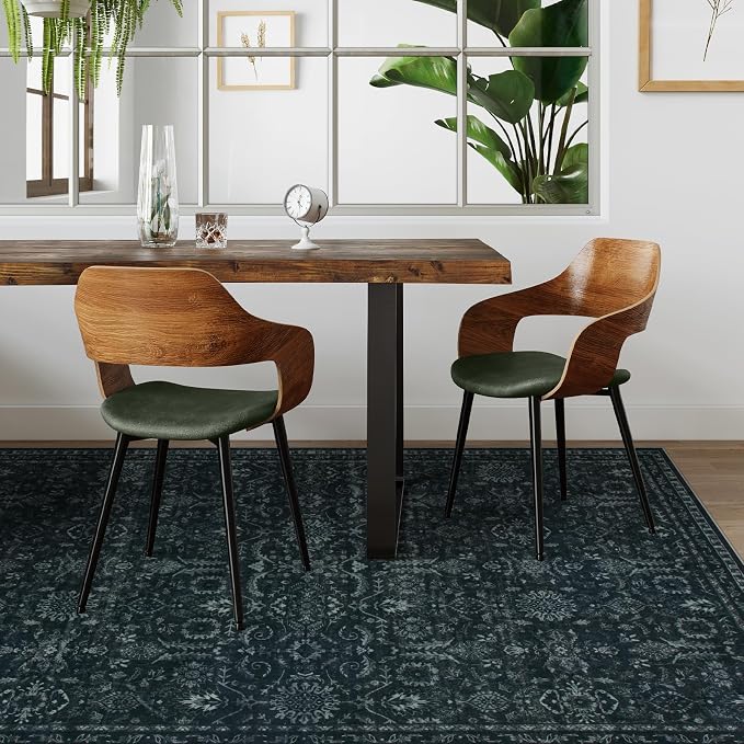 Lahome Black Moody Rug for Living Room, 6x9 Washable Dark Academia Rug | Washable Non Slip Non Shedding Carpet for Dining Room Living Room
