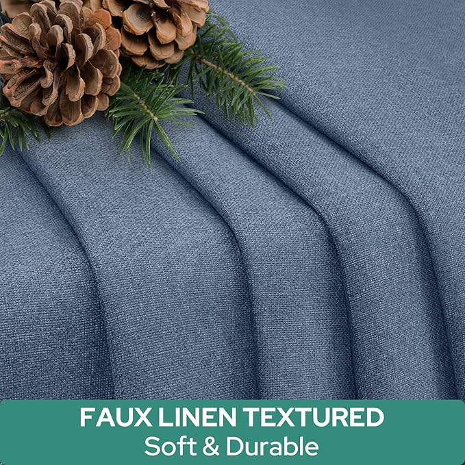 HOMEIDEAS 100% Linen Blackout French Door Curtains, Privacy Door Window Curtains, 26 X 40 Inch Room Darkening Blinds, Thermal Insulated Shades for Bedroom, 1 Panel, Stone Blue