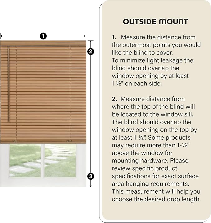 Cordless Light Filtering Mini Blind - 23 Inch Width, 64 Inch Length, 1" Slat Size - Grey - Cordless GII Morningstar Horizontal Windows Blinds for Interior by Achim Home Decor