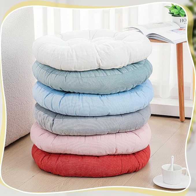 Jerify 6 Pcs Floor Pillow Cushions Large Round Square Large Meditation Floor Pillow for Classroom Adult Meditation Picnic Party Seating Learning Daycare School (Round,Vivid Color)