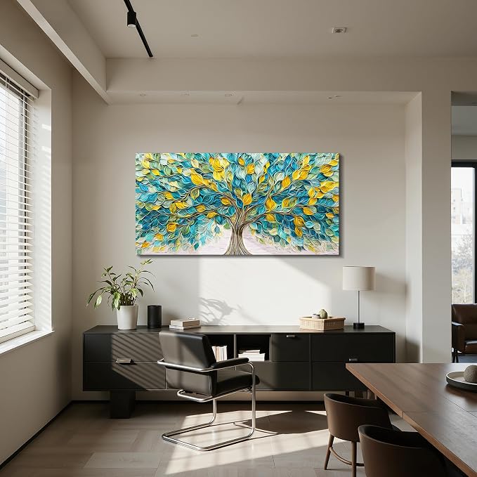 imjiayu Large Wall Art, Tree of Life Wall Art, Modern Wall Decor, Abstract Green Tree Art Prints, Art Nouveau Canvas Picture, Unique Plant Paintings for Living Room Bedroom Home Office 20"x40"