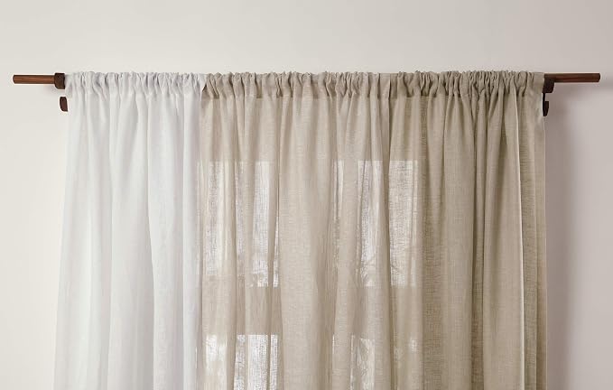 Solino Home Flax Linen Sheer Curtain 72 Inch - European 100% Pure Linen Sheer Natural Window Treatment Panel 52 x 72 Inch - Light Filtering Rod Pocket Curtain for Living Room, Bedroom - 1 Panel