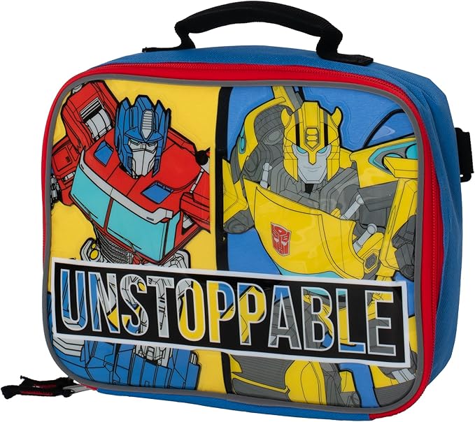AI ACCESSORY INNOVATIONS Transformers 5 PC Backpack Set, Bumblebee & Optimus Prime School Bag 16”, Blue & Red