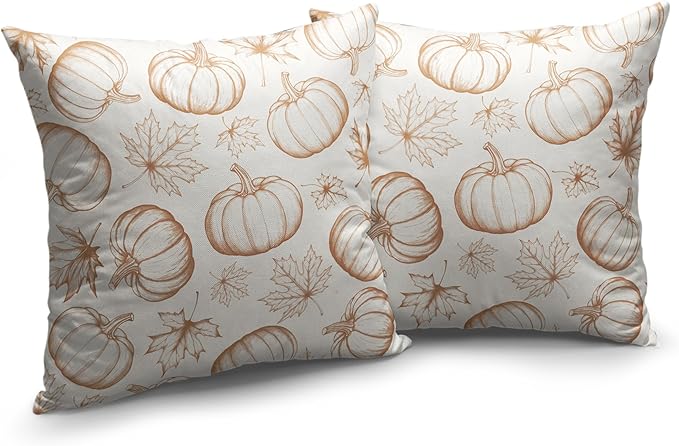 Fall Pumpkin Pillow Covers 20x20 Set of 2 Burnt Orange Cream Maple Leaves Throw Pillow Covers Autumn Pillowcase Thanksgiving Cushion Case for Home Decor Outdoor Sofa