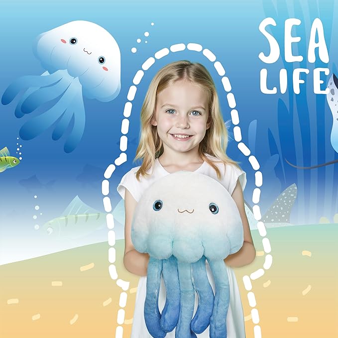 Niuniu Daddy 23" | 3.3 Pound Weighted Jellyfish Plush for Kids Adults, Cute Jellyfish Weighted Stuffed Animals, Chubby Body Pillow Plush Animal Toys for Sleeping for Present Birthday Christmas Holiday