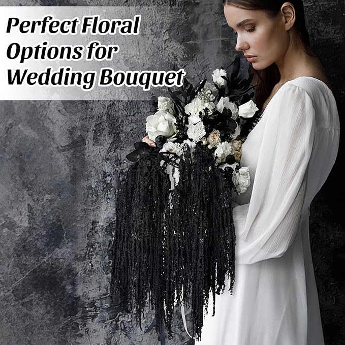 Suncalla 12 Pcs Black Spring Natural Dried Amaranthus Hanging Flowers Amaranthus Artificial Flowers for Wedding Arch Bouquet Floral Garland Wall Home Decoration (23 Inch)