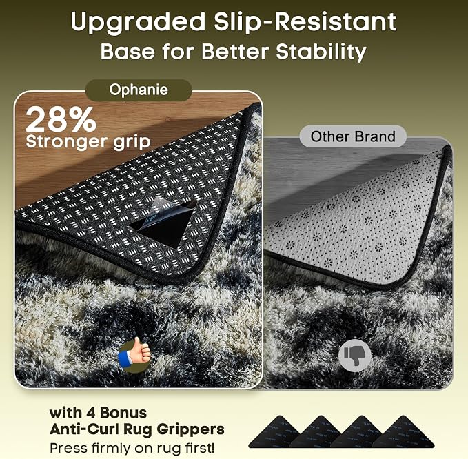 Ophanie Black Gold and Grey Area Rugs for Living Room 5x7,Dark Black Gold Fluffy Shag Large Fuzzy Plush Soft Carpets,Floor Shaggy Rugs for Bedroom,Carpet for Dorm Decor with Over 99 pcs Pile fibers